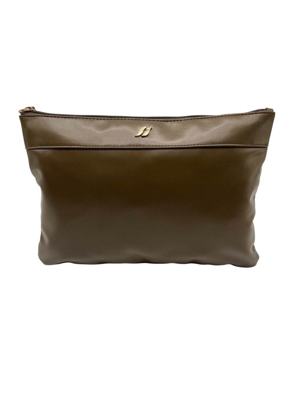Brown Faux Leather Clutch Bag